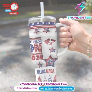 Im Voting For The Felon Trump 2024 US Election 40 Oz Stainless Steel Tumbler With Handle 2