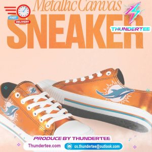 Miami Dolphins Womens Team Color Metallic Low Top Canvas Shoes