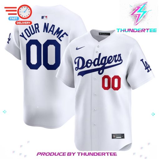 Los Angeles Dodgers White Home Limited Custom Jersey