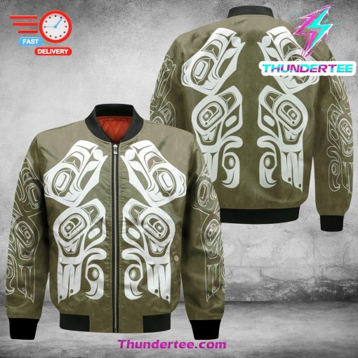 Raven Jacket Bomber Pacific Northwest Haida Art Printed Clothing