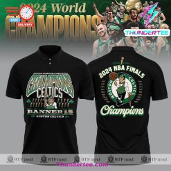 Boston Celtics 2024 NBA Finals Champions 18 Polo Black