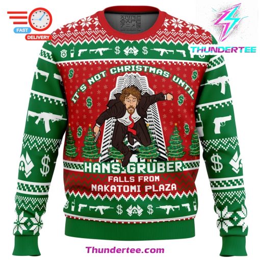 Hans Gruber Fall Nakatomi Plaza Die Hard Ugly Christmas Sweater