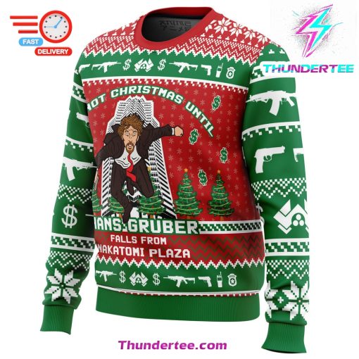 Hans Gruber Fall Nakatomi Plaza Die Hard Ugly Christmas Sweater