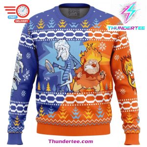 Heat and Snow Miser The Year Without a Santa Claus Ugly Christmas Sweater