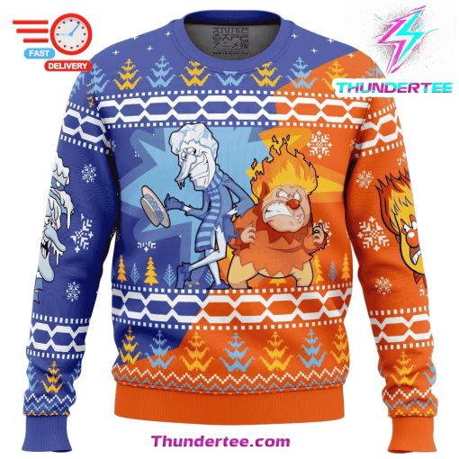 Heat and Snow Miser The Year Without a Santa Claus Ugly Christmas Sweater