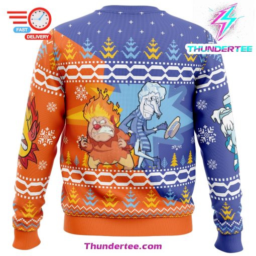 Heat and Snow Miser The Year Without a Santa Claus Ugly Christmas Sweater