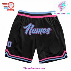 Men’s Custom Black Gold-Red Authentic Throwback Basketball Shorts