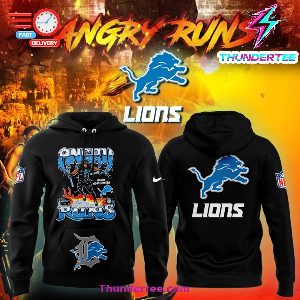 Men’s Nike Detroit Lions 2024 Angry Runs Premium Limited Pullover Hoodie