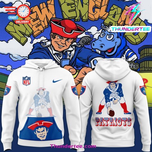 Men’s Nike White Boston Patriots Throwback Logo Club Fleece Pullover Hoodie