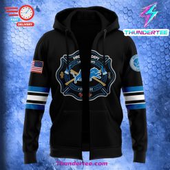 Unisexs Detroit Lions x 2024 Firefighter Appreciation Night Premium Limited Pullover Zip Hoodie 2