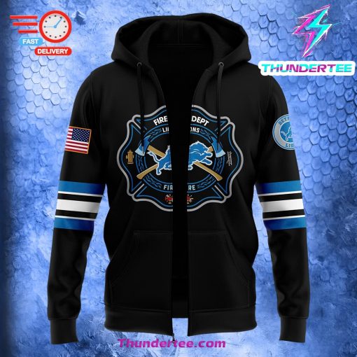 Unisex’s Detroit Lions x 2024 Firefighter Appreciation Night Premium Limited Pullover Zip Hoodie