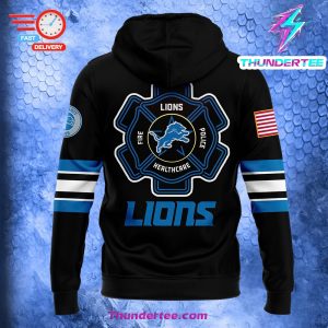 Unisexs Detroit Lions x 2024 Firefighter Appreciation Night Premium Limited Pullover Zip Hoodie 3