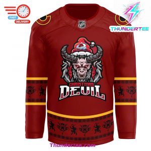 Colorado Avalanche x 2024 NHL Christmas Devil Krampus Holiday Premium Limited Jersey 2