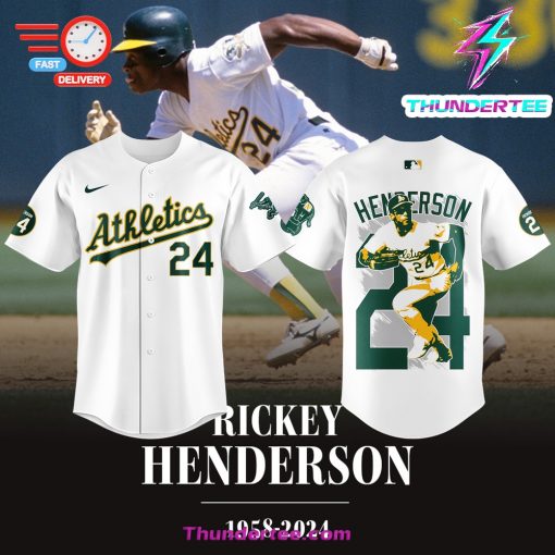 Oakland Athletics’ Rickey Henderson FOREVER 24 Special Jersey