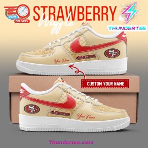 San Francisco 49ers Strawberry Waffle Custom Name Air Force 1 Sneaker