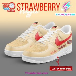 San Francisco 49ers Strawberry Waffle Custom Name Air Force 1 Sneaker